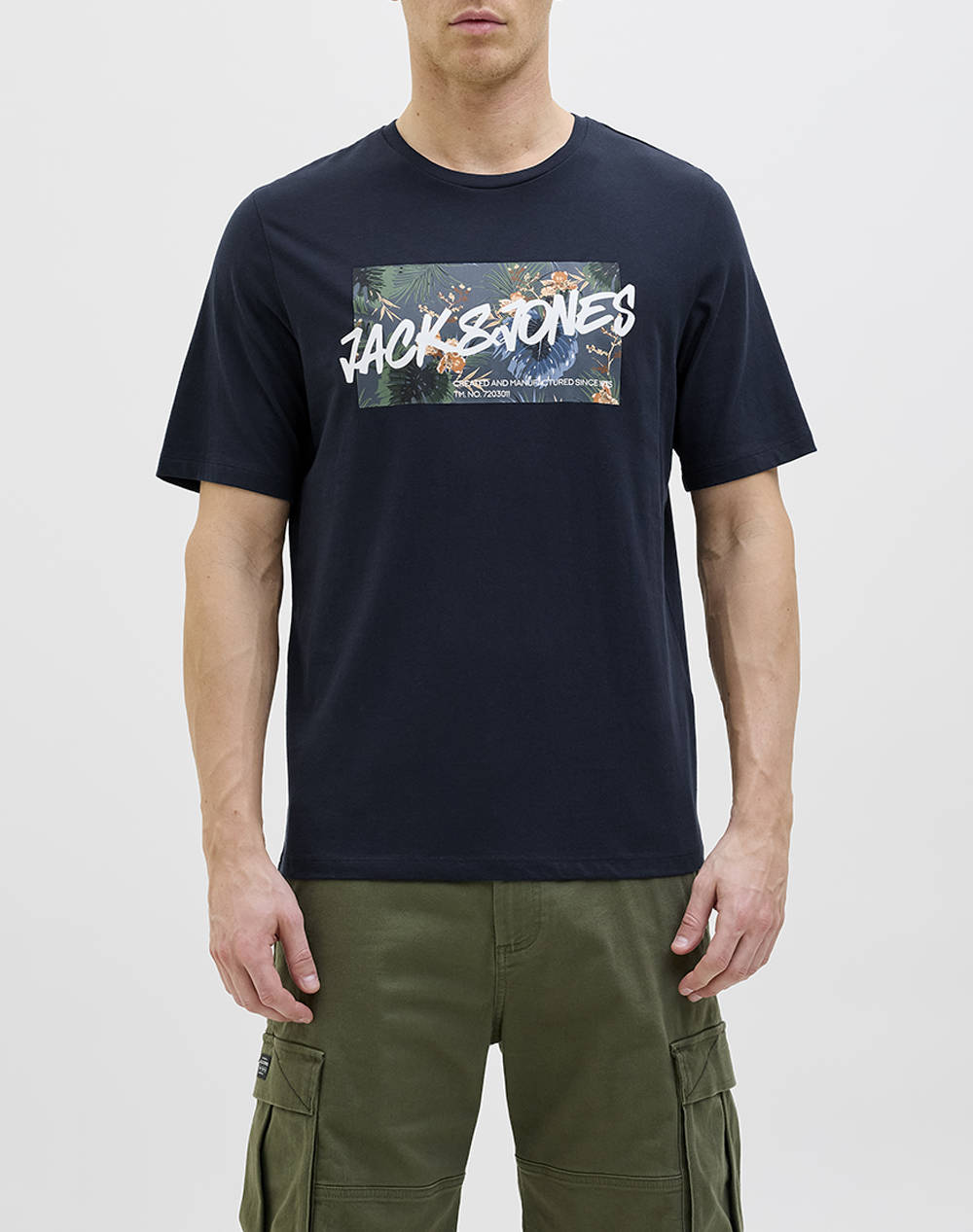 Jack&Jones Jjhawaii Shape Tee Ss Crew Neck Ln Men Clothes T Shirts & Sweatshirts T Shirts Navyblue Cotton 12269324 Sky Captain Male T-Shirts Blue
