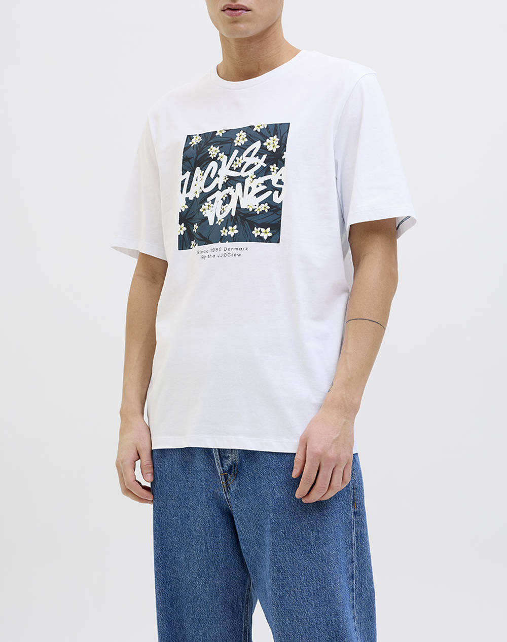 Jack&Jones Jjhawaii Shape Tee Ss Crew Neck Ln Men Clothes T Shirts & Sweatshirts T Shirts White Cotton 12269324 White Male T-Shirts