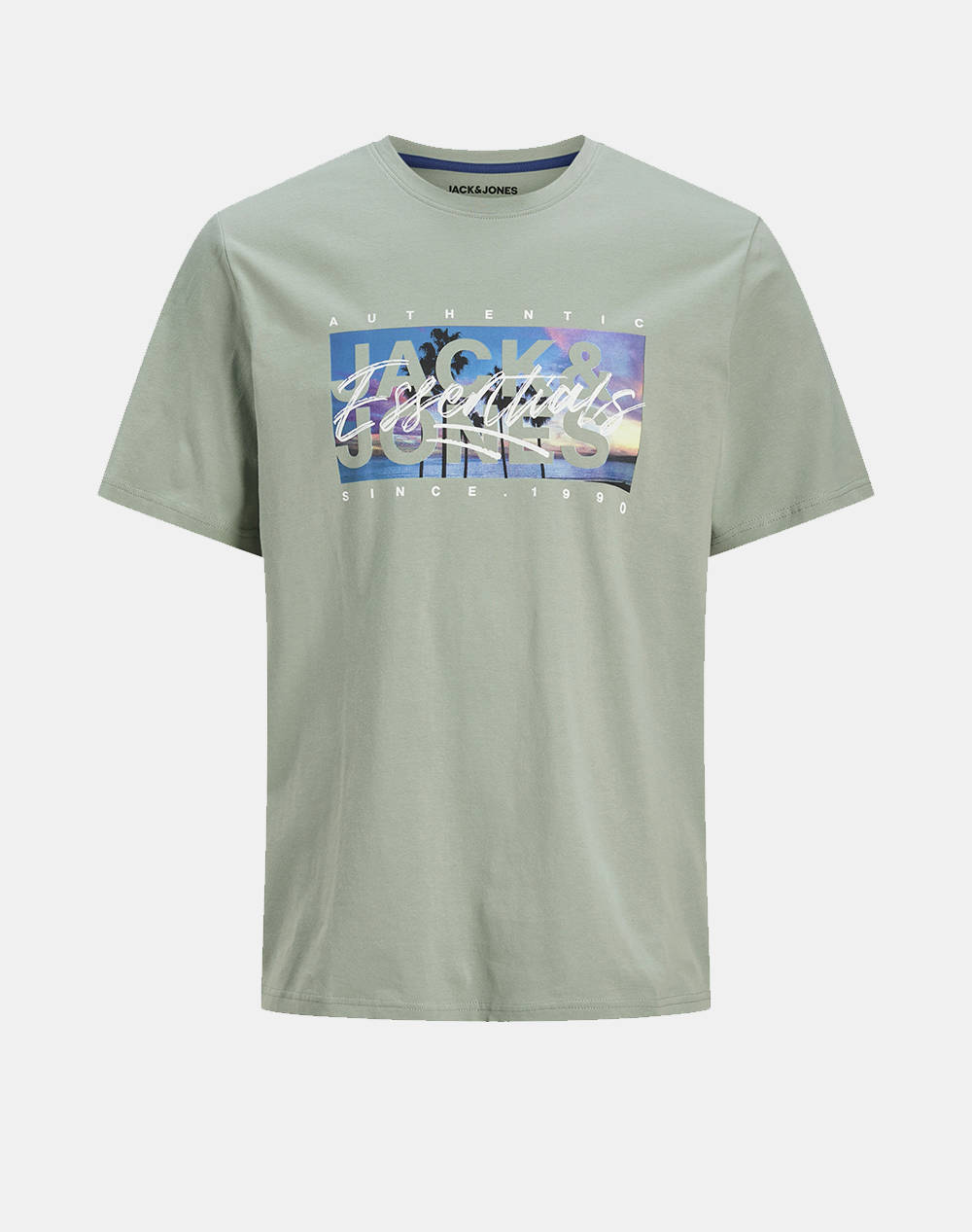 Jack&Jones Jjcolton Photoprint Tee Ss Crew Neck Men Clothes T Shirts & Sweatshirts T Shirts Khaki Cotton 12268438 Iceberg Green Male T-Shirts Khaki