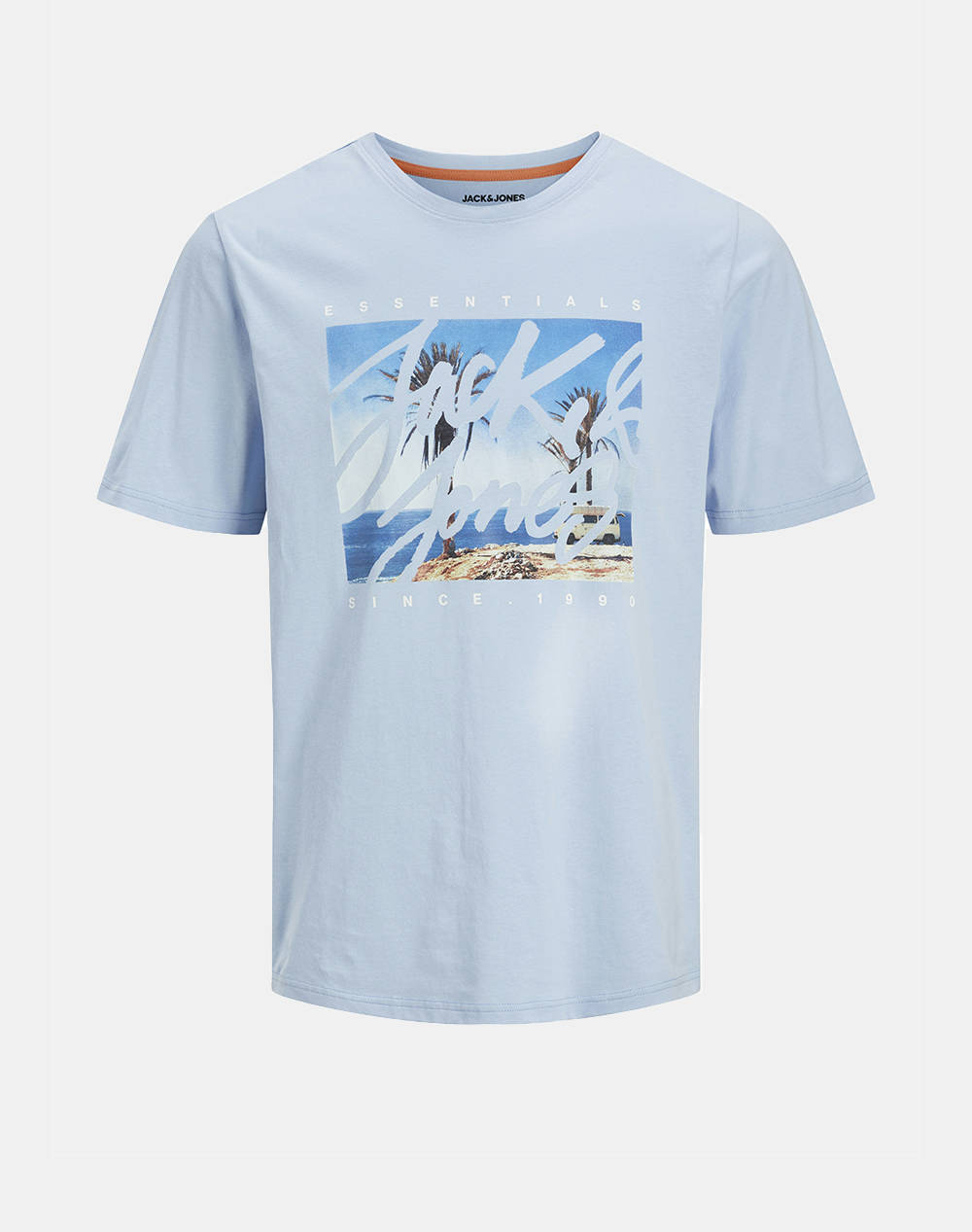 Jack&Jones Jjcolton Photoprint Tee Ss Crew Neck Men Clothes T Shirts & Sweatshirts T Shirts Lightblue Cotton 12268438 Chambray Blue Male T-Shirts Blue