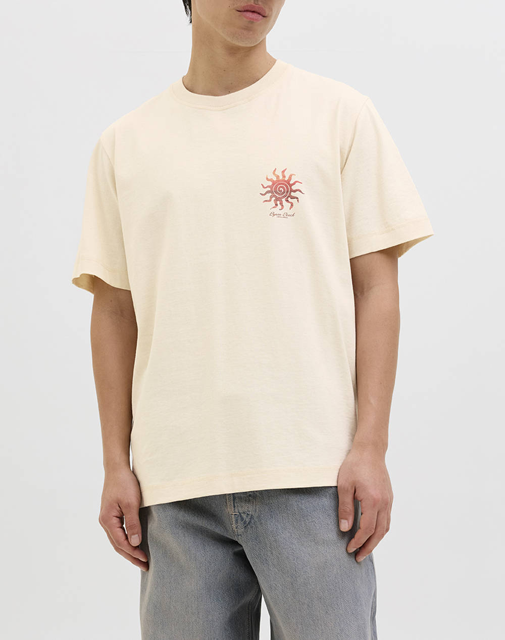 Jack&Jones Jorcanggu Summer Picture Tee Ss Cn Men Clothes T Shirts & Sweatshirts T Shirts Ecru Cotton 12277229 Ecru Male T-Shirts