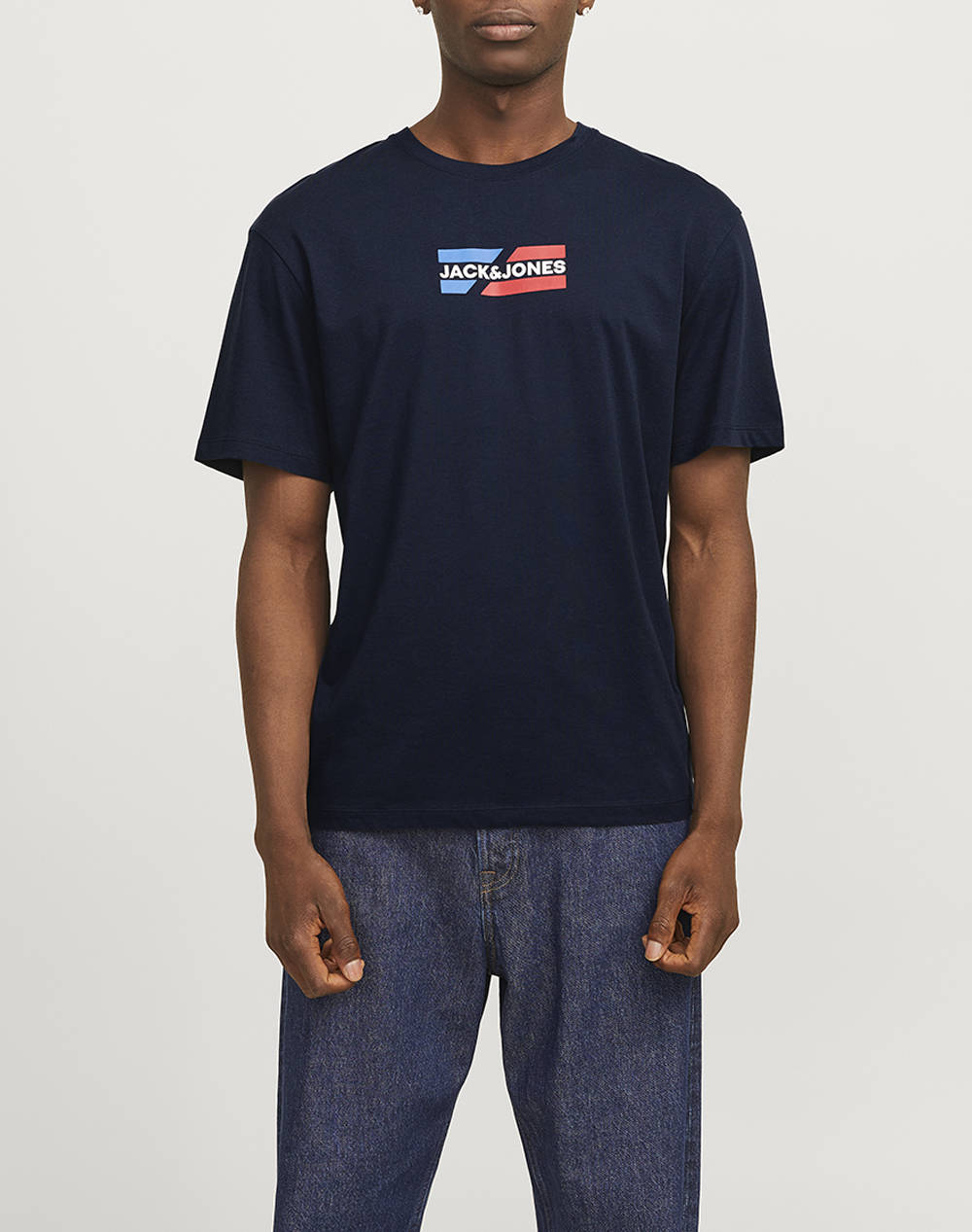 Jack&Jones Jjcorp Graphic Tee Ss O Neck Men Clothes T Shirts & Sweatshirts T Shirts Darkblue Cotton 12268415 Sky Captain Male T-Shirts Blue