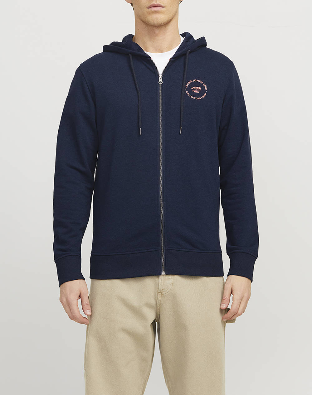 Jack&Jones Jjsimon Sweat Zip Hood Men Clothes Jackets Zip Through Hoodies Navyblue Cotton,Synthetic 12269366 Sky Captain Male Zip Through Hoodies Blue