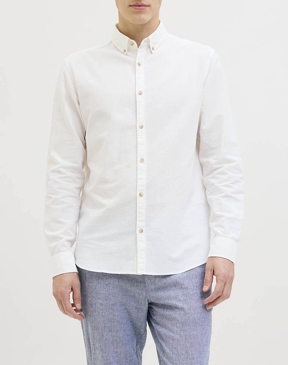 Jj Rebel Jrebmoss Sunny Shirt Ls Ανδρας Ρουχα Πουκαμισα White Βαμβακιλινο 12270265 Bright White