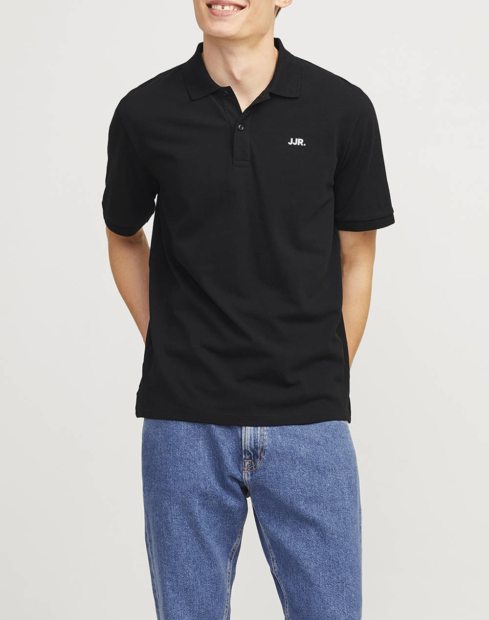 Jj Rebel Jrebrebel Logo Polo Ss Men Clothes T Shirts & Sweatshirts Polo Black Cotton 12264439 Black Male Polo Black