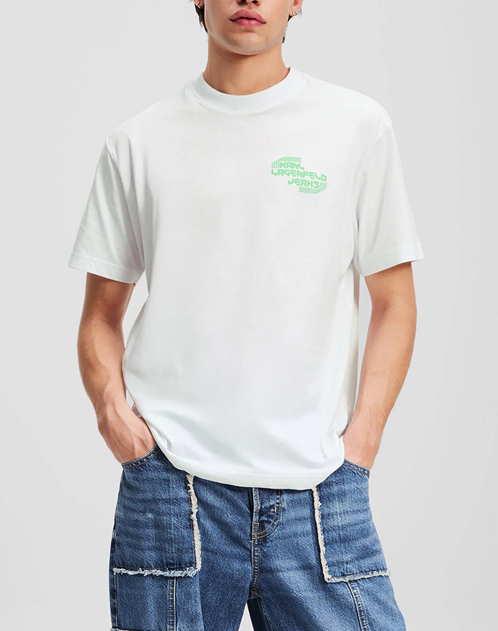 Karl Lagerfeld Klj Reg Sport Logo Tee Men Clothes T Shirts & Sweatshirts T Shirts Offwhite Cotton,Synthetic A2M17040 100 Male T-Shirts