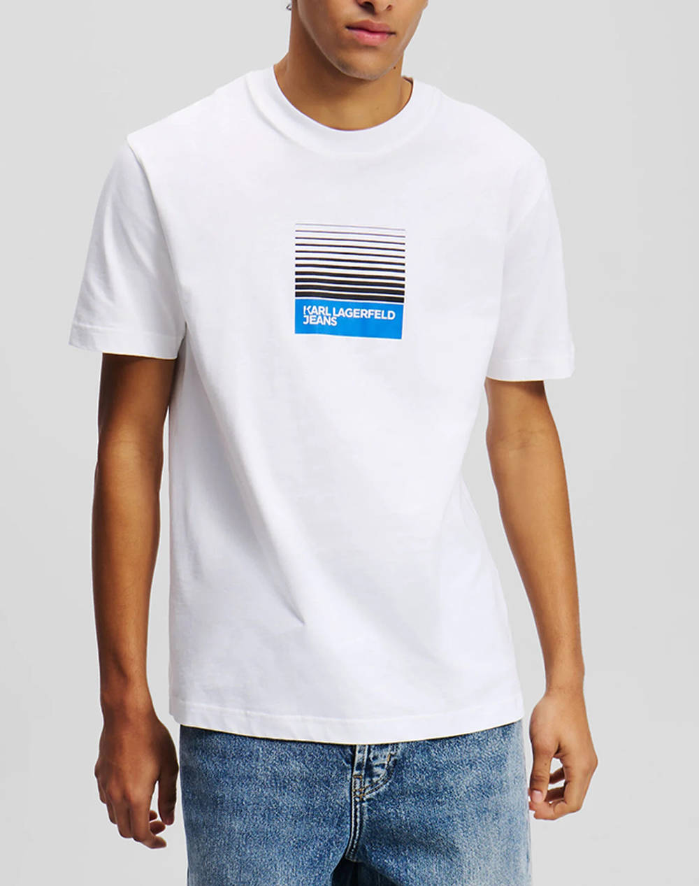 Karl Lagerfeld Klj Reg Box Fade Logo Tee Men Clothes T Shirts & Sweatshirts T Shirts White Cotton A2M17041 100 Male T-Shirts