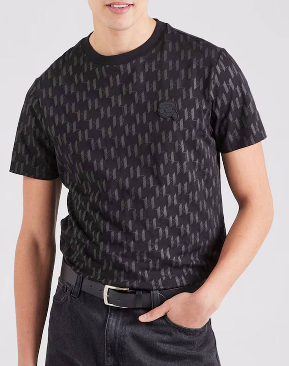 Karl Lagerfeld T Shirt Crewneck Men Clothes T Shirts & Sweatshirts T Shirts Black Cotton 755074 552251 990 Male T-Shirts Black