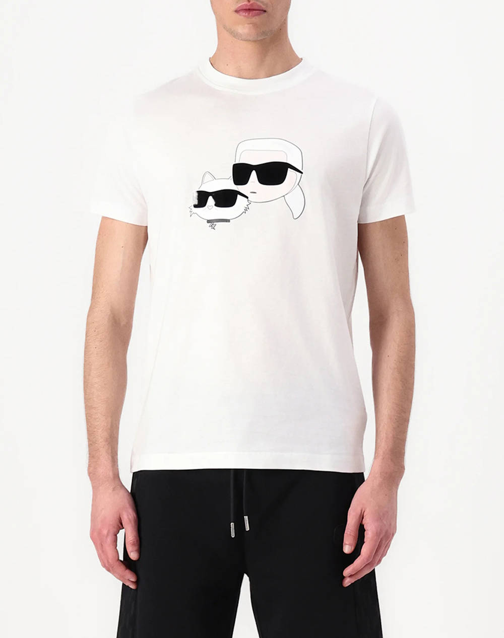Karl Lagerfeld T Shirt Crewneck Men Clothes T Shirts & Sweatshirts T Shirts White Cotton 755061 552241 10 Male T-Shirts