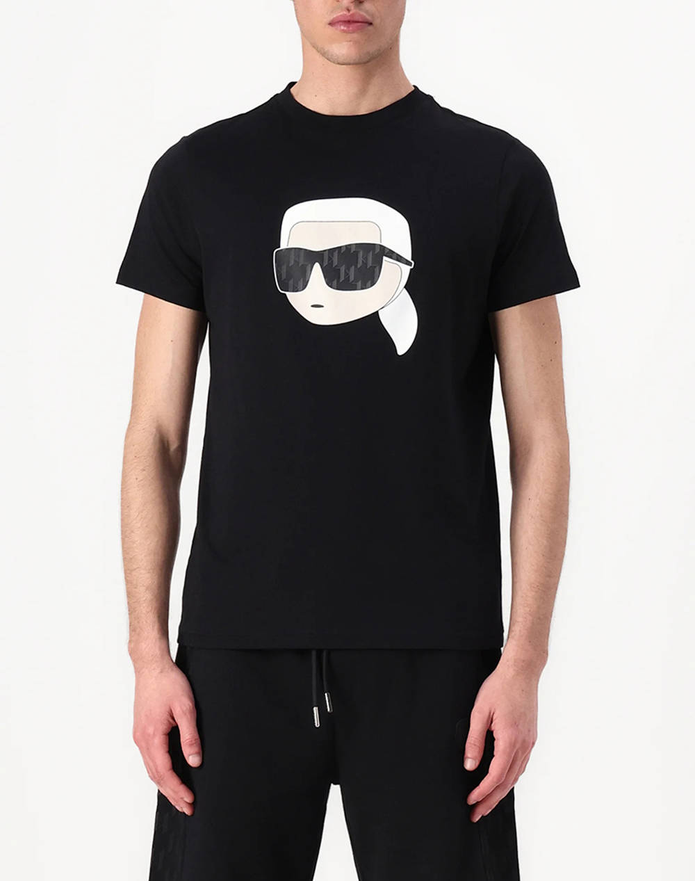 Karl Lagerfeld T Shirt Crewneck Men Clothes T Shirts & Sweatshirts T Shirts Black Cotton 755073 552251 990 Male T-Shirts Black