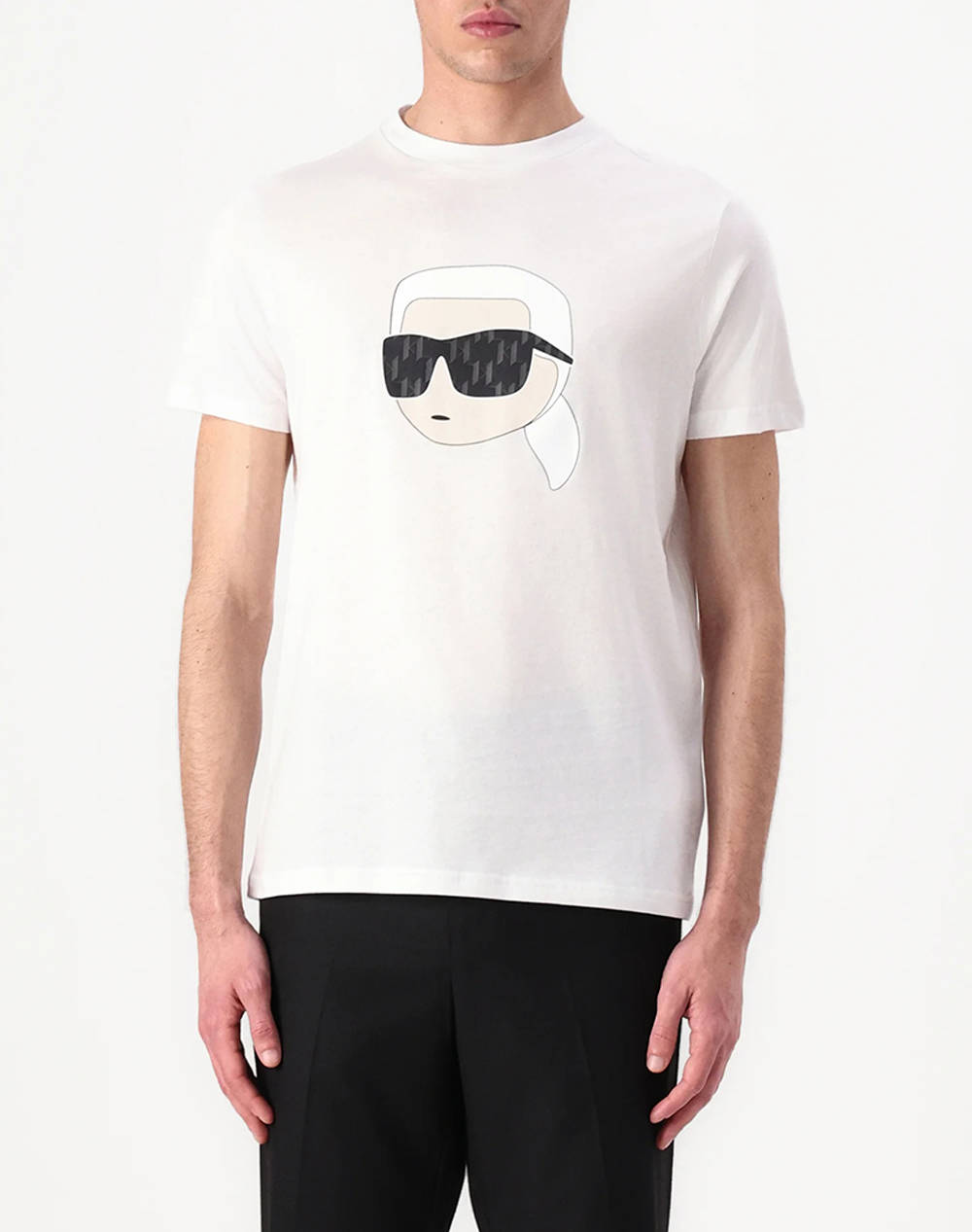 Karl Lagerfeld T Shirt Crewneck Men Clothes T Shirts & Sweatshirts T Shirts White Cotton 755073 552251 10 Male T-Shirts