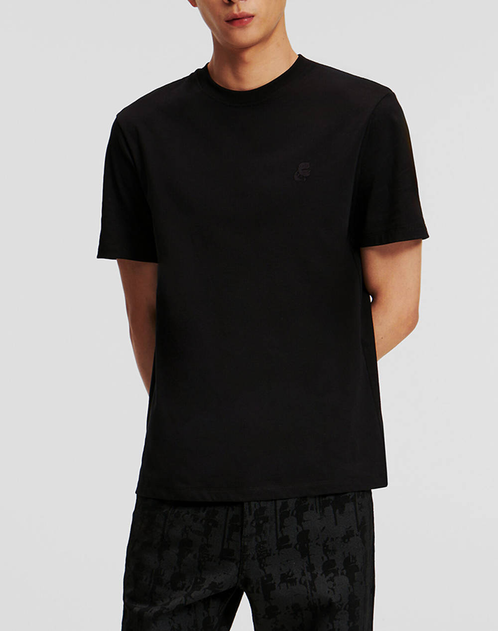 Karl Lagerfeld T Shirt Crewneck Nos Men Clothes T Shirts & Sweatshirts T Shirts Black Cotton,Elastic 755750 500221 990 Male T-Shirts Black