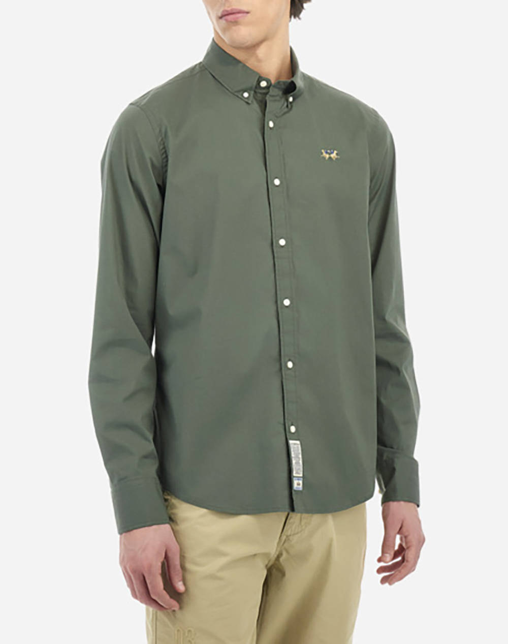 La Martina Shirt Ls Man Shirt Poplin Men Clothes Shirts Darkgreen Cotton,Elastic 3Lmmac016 03176 Male Shirts Green
