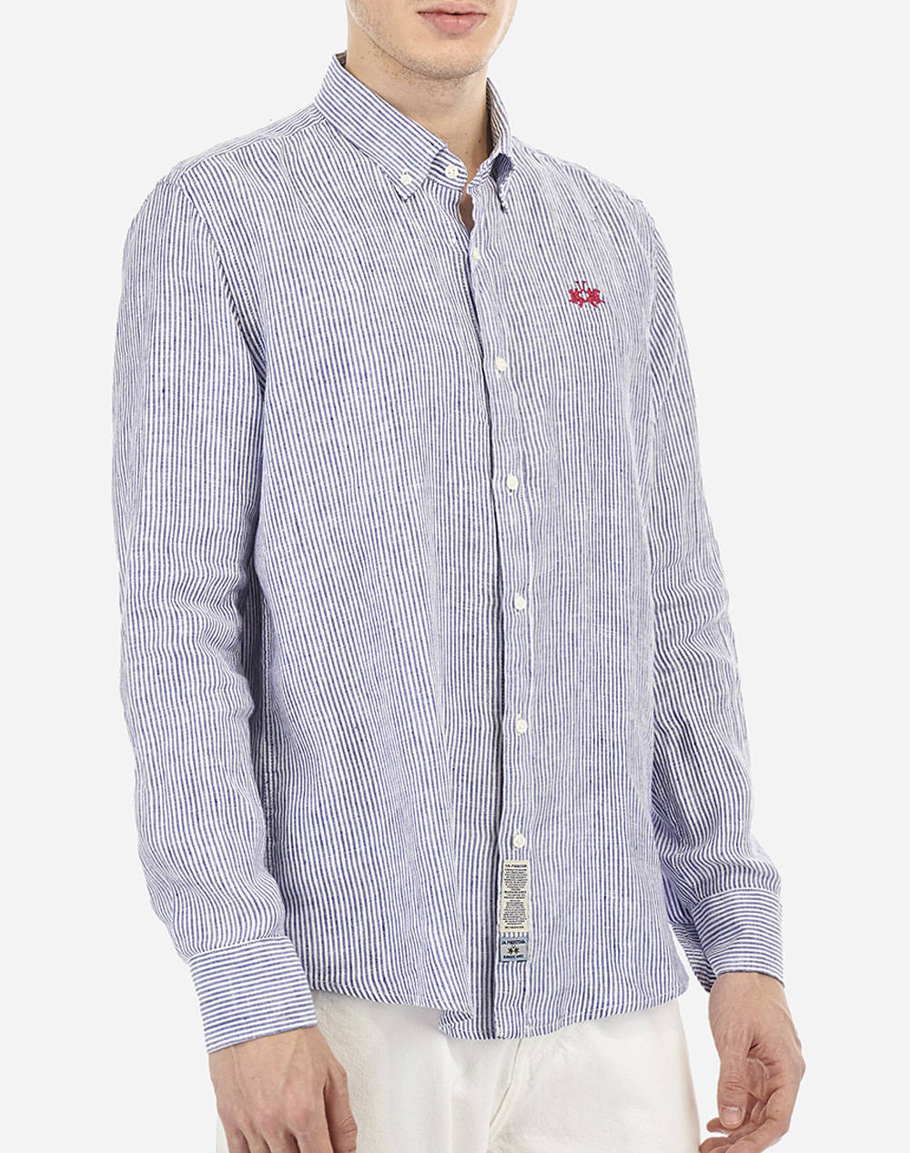 La Martina Shirt Ls Man Shirt Linen Men Clothes Shirts Mixed Linen 3Lmmac009 S0124 Male Shirts