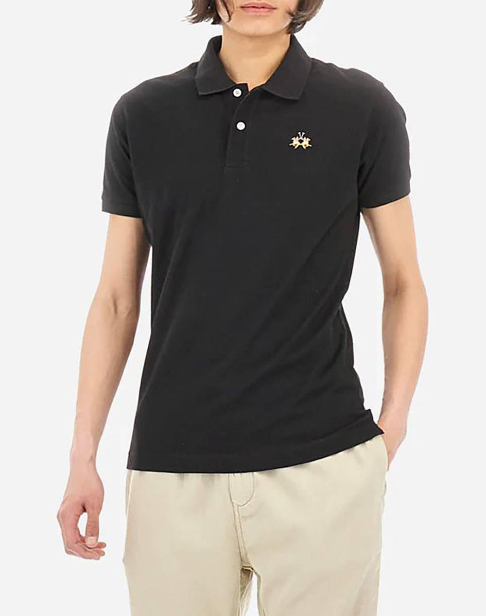La Martina Men''S Polo Shirt Ss Men Clothes T Shirts & Sweatshirts Polo Black Cotton,Elastic 3Lmccmp02 09999 Male Polo Black