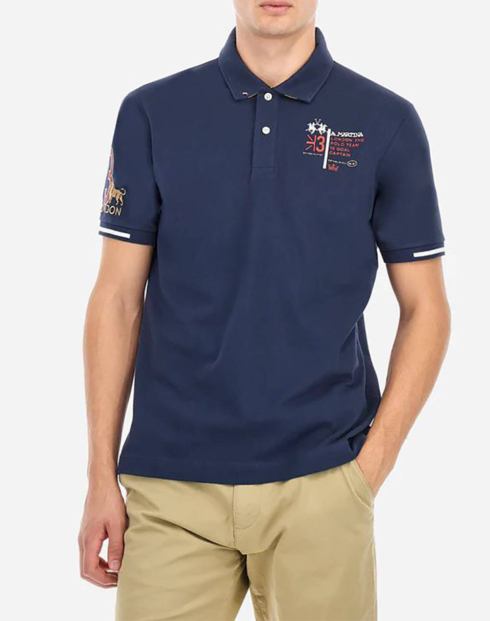 La Martina Polo Shirt Ss Men Clothes T Shirts & Sweatshirts Polo Darkblue Cotton,Elastic 3Lmmap603 07017 Male Polo Blue