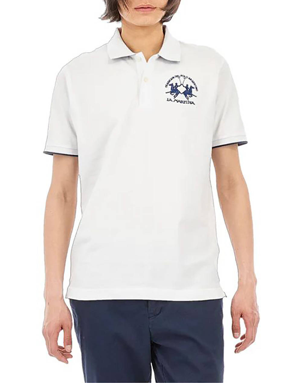 La Martina Polo Shirt Ss Men Clothes T Shirts & Sweatshirts Polo White Cotton,Elastic 3Lmccmp01 00001 Male Polo