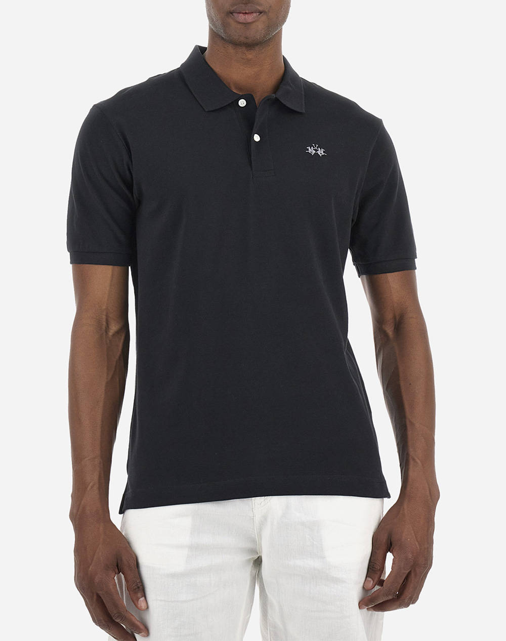 La Martina Polo Shirt Ss Men Clothes T Shirts & Sweatshirts Polo Black Cotton 3Lmbpmp01 09999 Male Polo Black