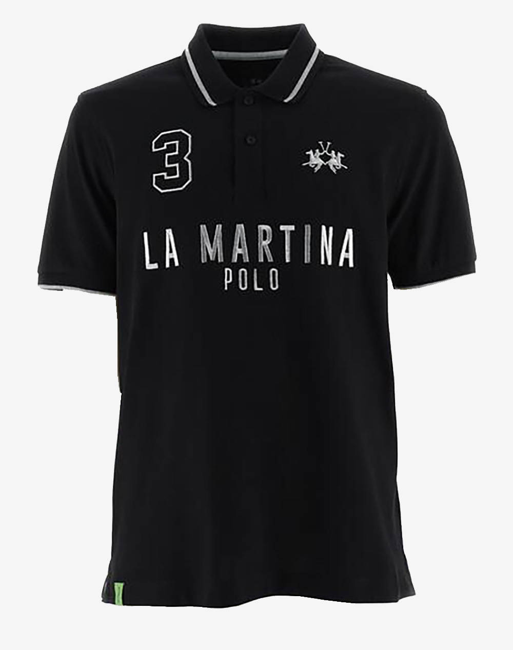 La Martina Polo Shirt Ss Man Polo Piquet Stretch Men Clothes T Shirts & Sweatshirts Polo Black Cotton,Elastic 3Lmmap320 09999 Male Polo Black