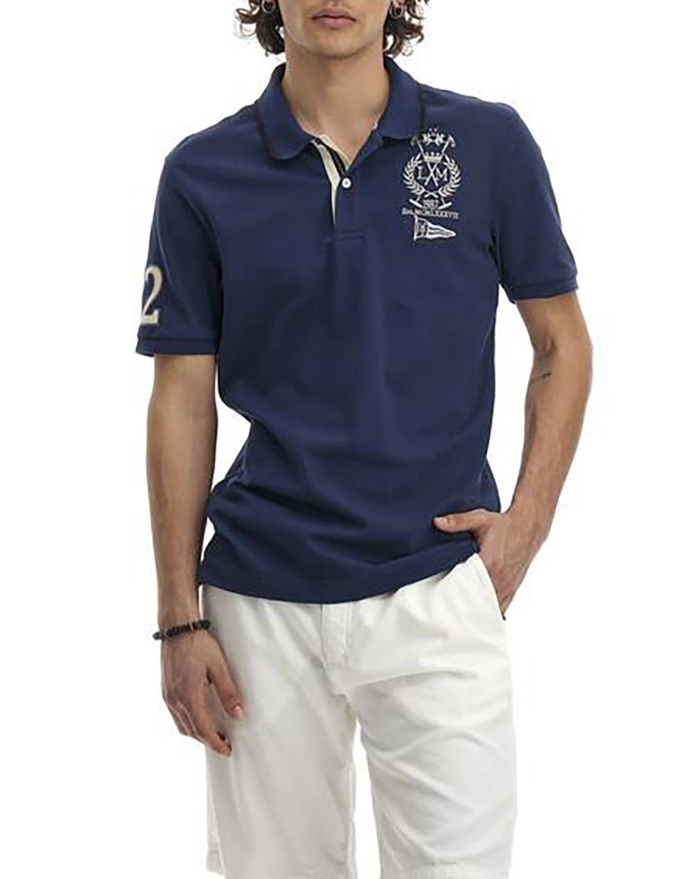 La Martina Men''S Polo Shirt Semi Piquet Stretch Men Clothes T Shirts & Sweatshirts Polo Navyblue Cotton,Elastic 3Lmmap301 07017 Male Polo Blue