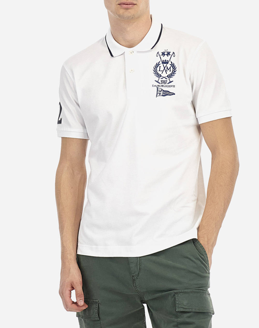 La Martina Men''S Polo Shirt Semi Piquet Stretch Men Clothes T Shirts & Sweatshirts Polo White Cotton,Elastic 3Lmmap301 00001 Male Polo