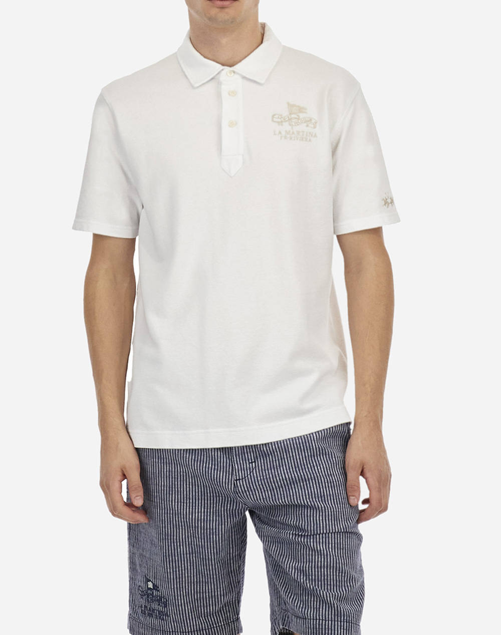 La Martina Polo Shirt Man Polo S/S Terrycloth Men Clothes T Shirts & Sweatshirts Polo White Cotton 3Lmmap007 00001 Male Polo