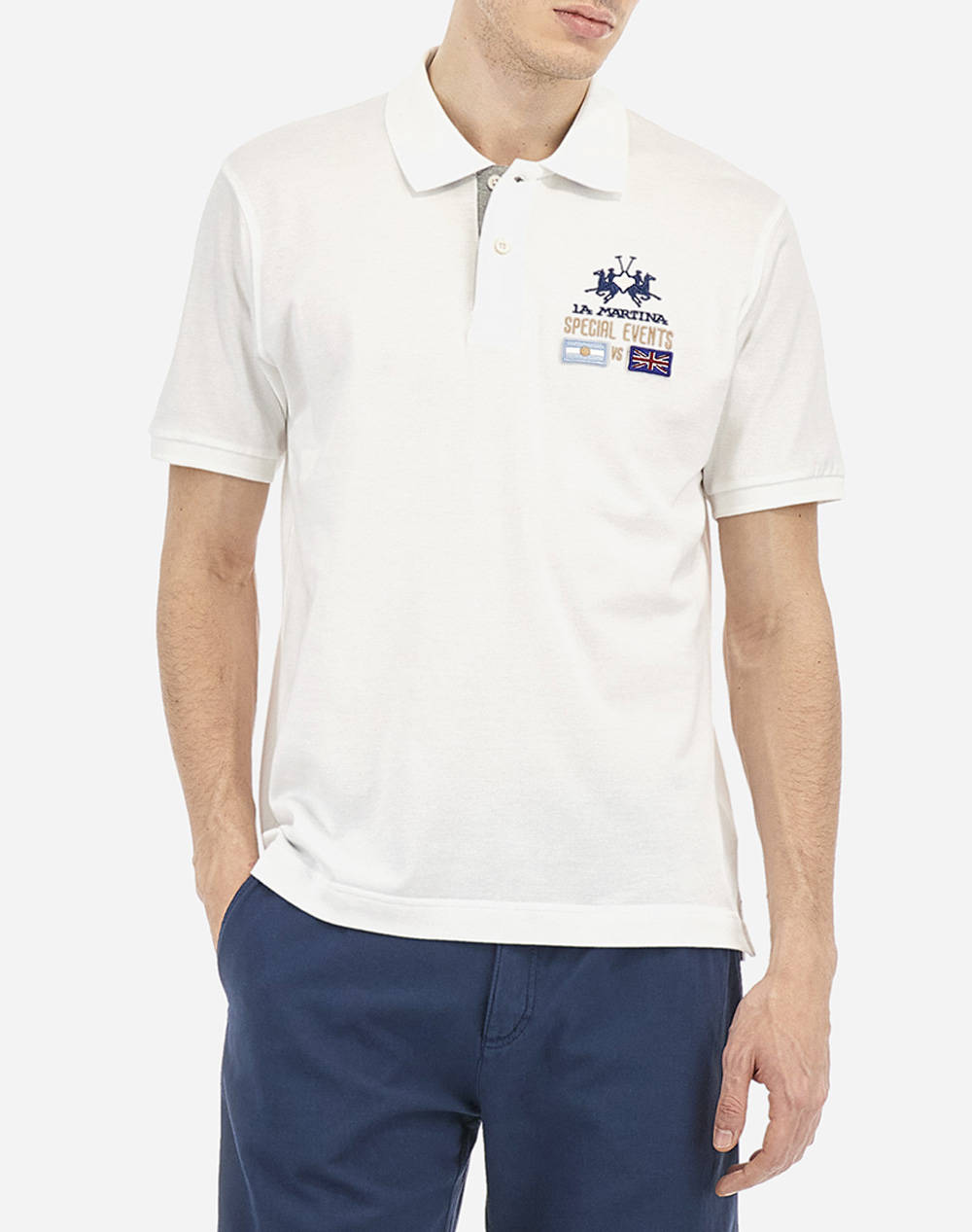 La Martina Polo Shirt Man S/S Polo 30/1 Cotton Pique Men Clothes T Shirts & Sweatshirts Polo White Cotton 3Lmmap304 00001 Male Polo