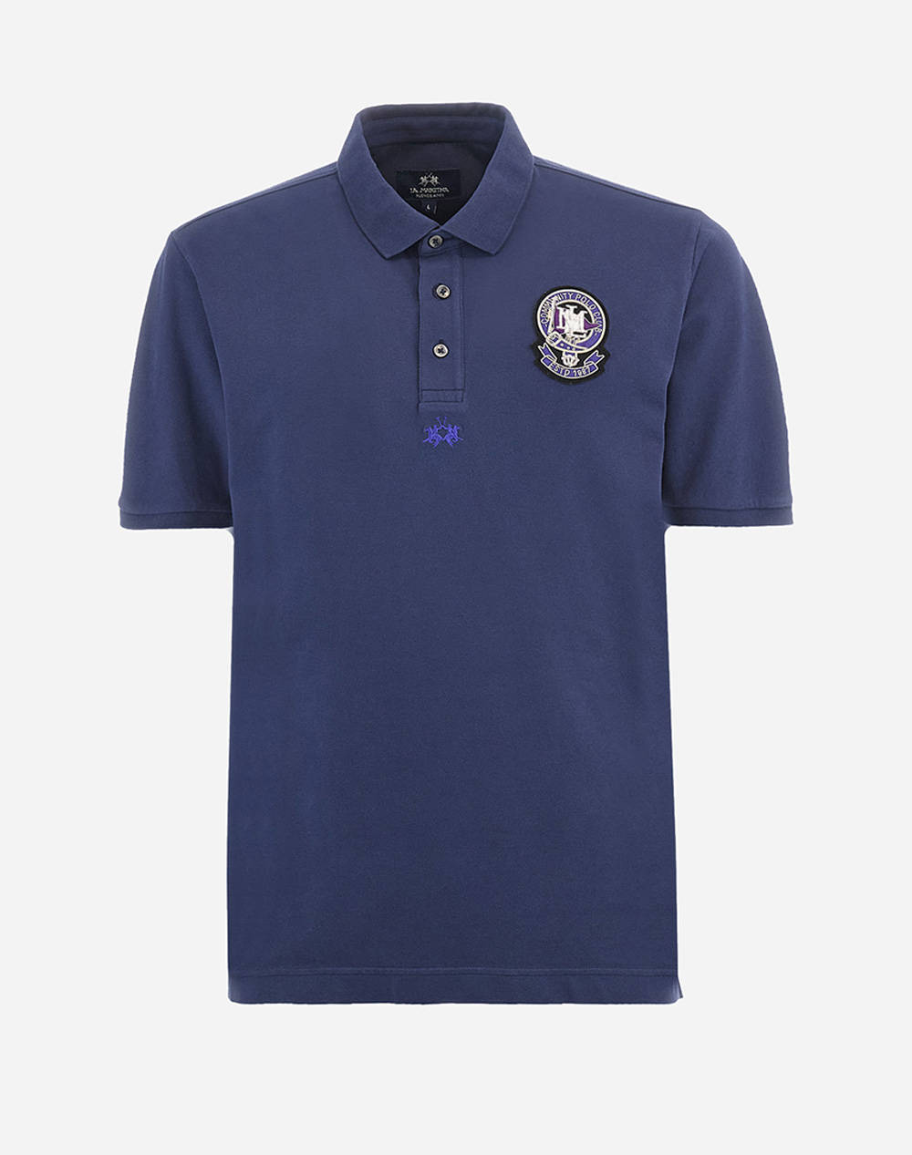 La Martina Polo Shirt Man S/S Polo Piquet Stretch Men Clothes T Shirts & Sweatshirts Polo Navyblue Cotton,Elastic 3Lmmap302 07017 Male Polo Blue