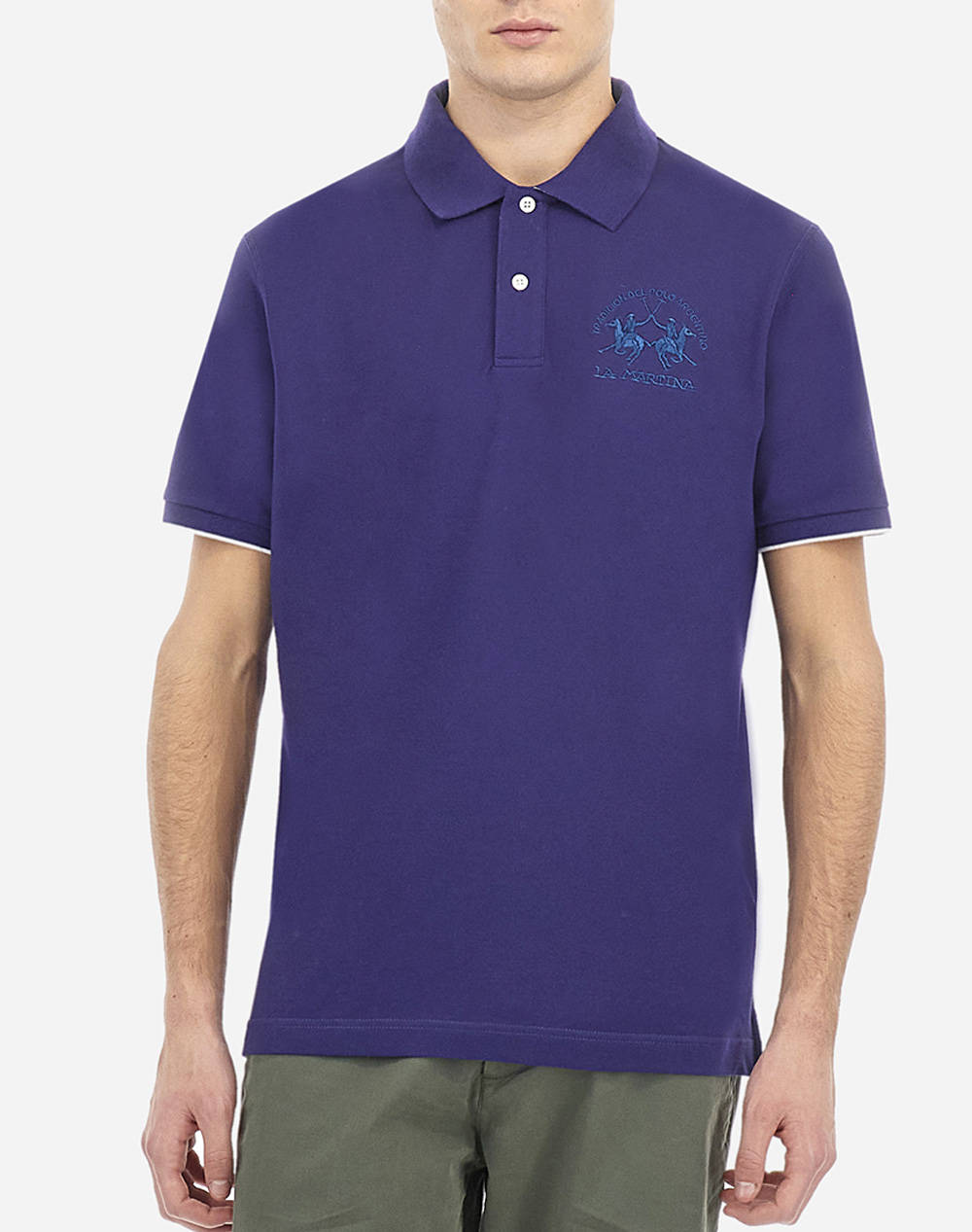 La Martina Polo Shirt Ss Man S/S Polo Piquet Stretch Men Clothes T Shirts & Sweatshirts Polo Purple Cotton,Elastic 3Lmmap001 07140 Male Polo