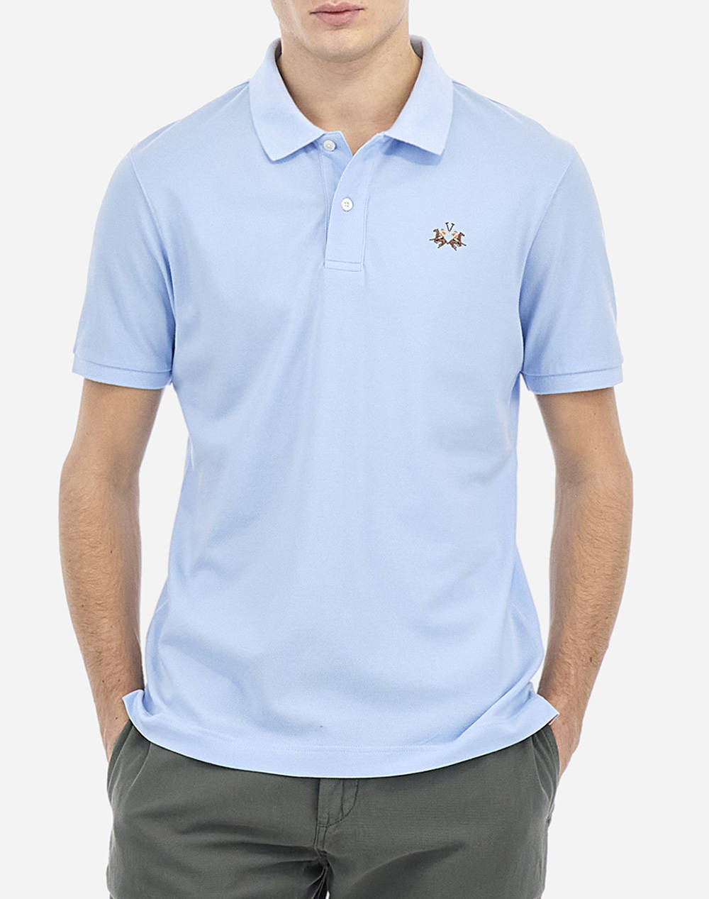 La Martina Polo Shirt Ss Man S/S Polo Piquet Stretch Men Clothes T Shirts & Sweatshirts Polo Ciel Cotton,Elastic 3Lmmap002 07220 Male Polo