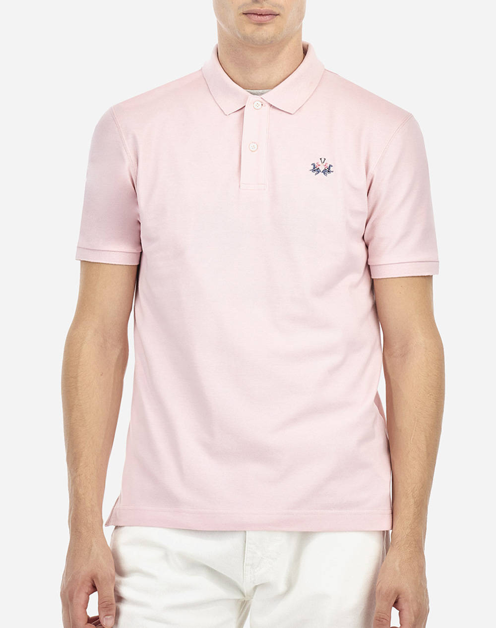 La Martina Polo Shirt Ss Man S/S Polo Piquet Stretch Men Clothes T Shirts & Sweatshirts Polo Lightpink Cotton,Elastic 3Lmmap002 05254 Male Polo