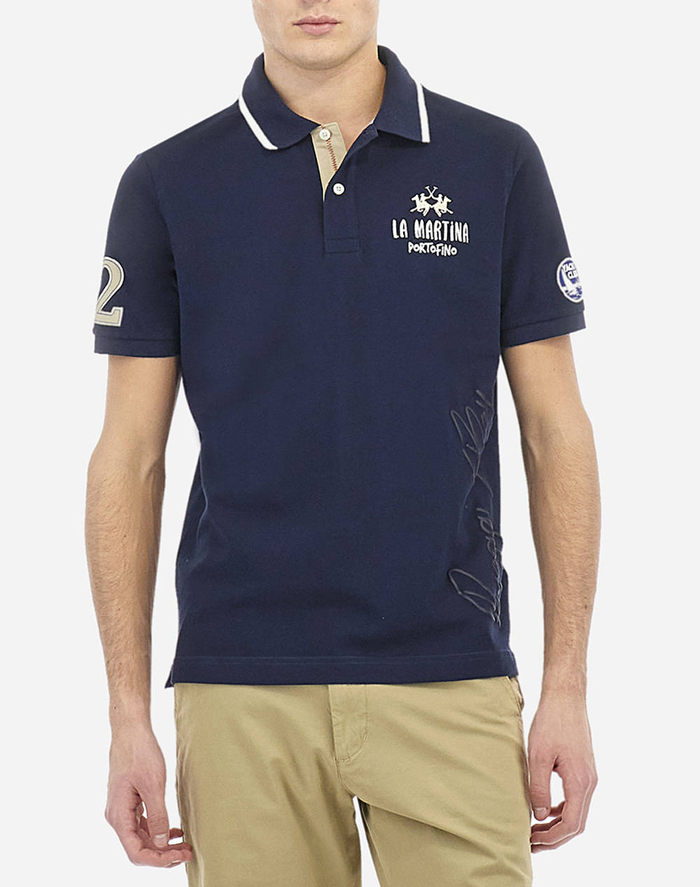 La Martina Polo Shirt Ss Man Polo Semi 30/1 Cotton Piqu Men Clothes T Shirts & Sweatshirts Polo Navyblue Cotton 3Lmmap316 07017 Male Polo Blue