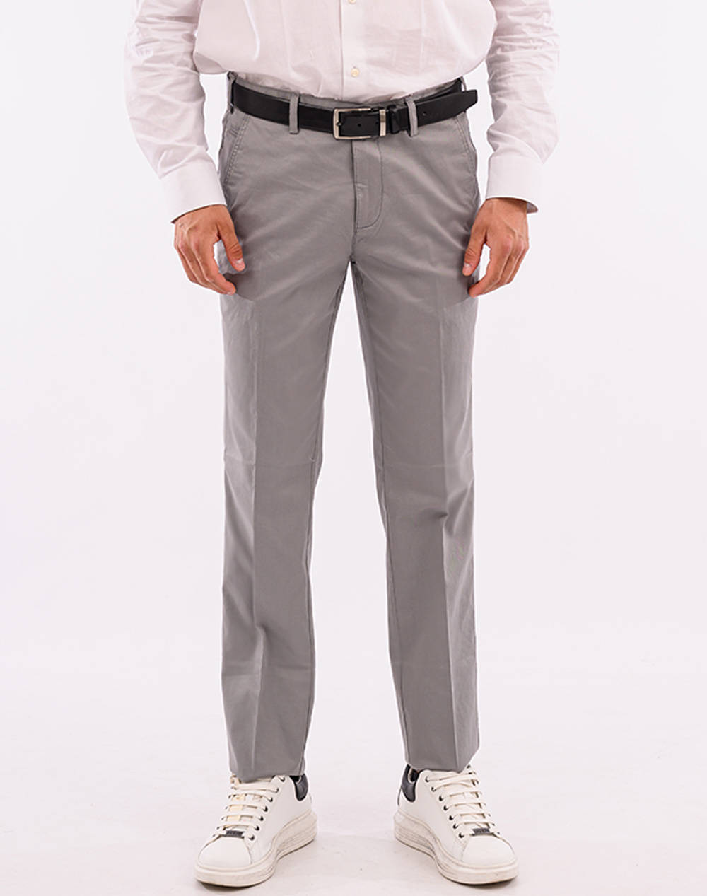 Lexton Παντελονι Ανδρας Ρουχα Παντελονια Chinos Gray Βαμβακιμε Ελασταν 09.35.Dobby Chino Grey