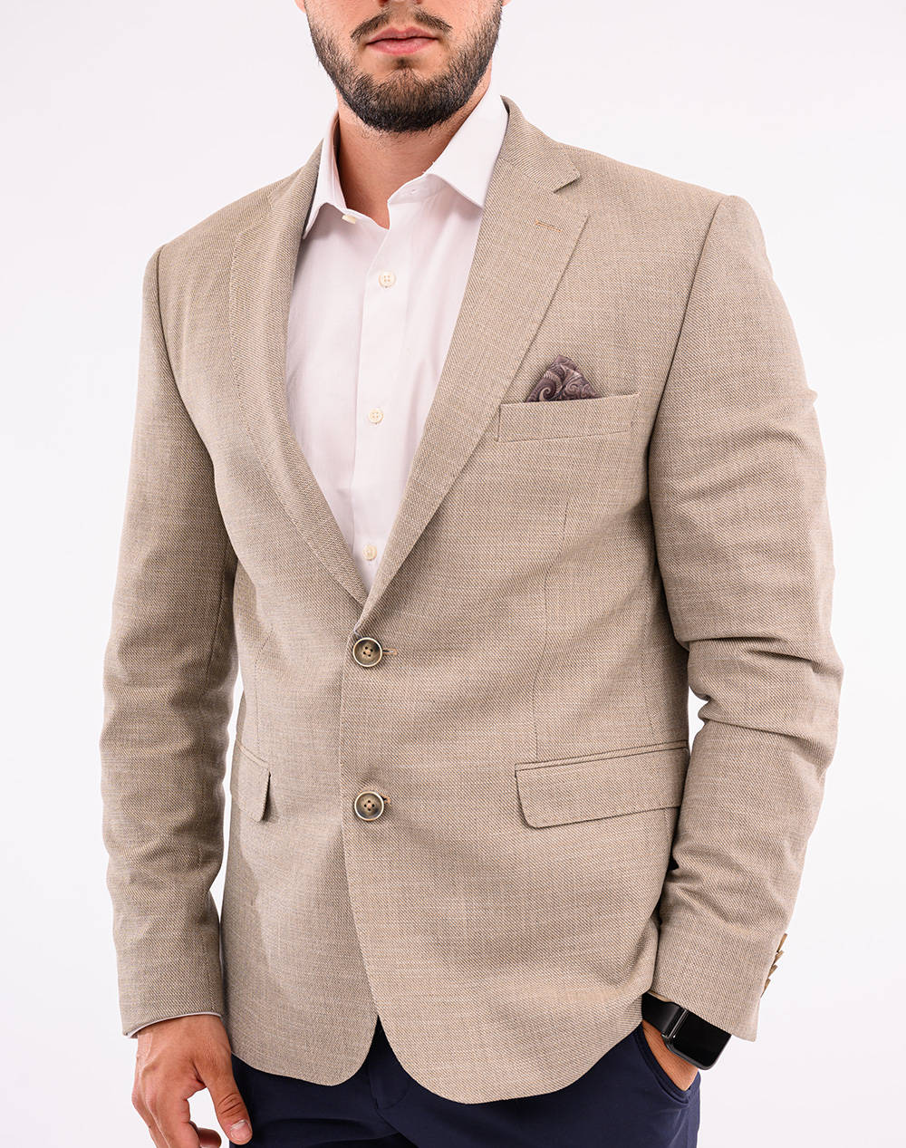 Lexton Jacket Men Clothes Outerwear Jackets Biege Viscose,Elastic,Synthetic 08.35.Fresco Blazer Beige Male Jackets Biege