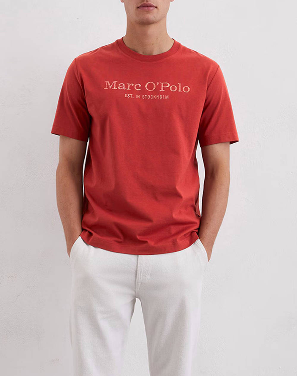 Marc O''Polo Shirt Ss Men Clothes T Shirts & Sweatshirts T Shirts Orangered Cotton 523201251052 Mp382 Male T-Shirts