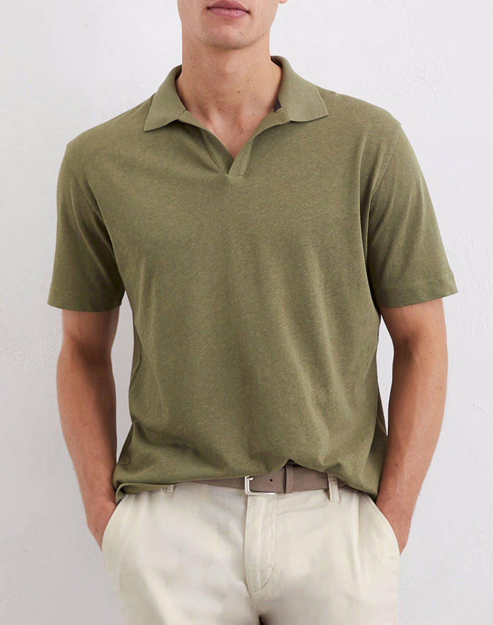 Marc O''Polo Polo Shirt Men Clothes T Shirts & Sweatshirts Polo Green Cotton,Linen M23209153026 Mp452.01 Male Polo Green