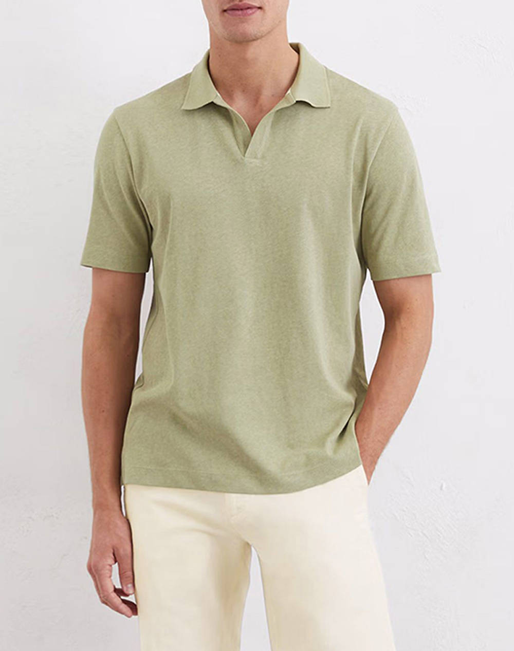 Marc O''Polo Polo Shirt Men Clothes T Shirts & Sweatshirts Polo Lightgreen Cotton,Linen M23209153026 Mp443.01 Male Polo Green