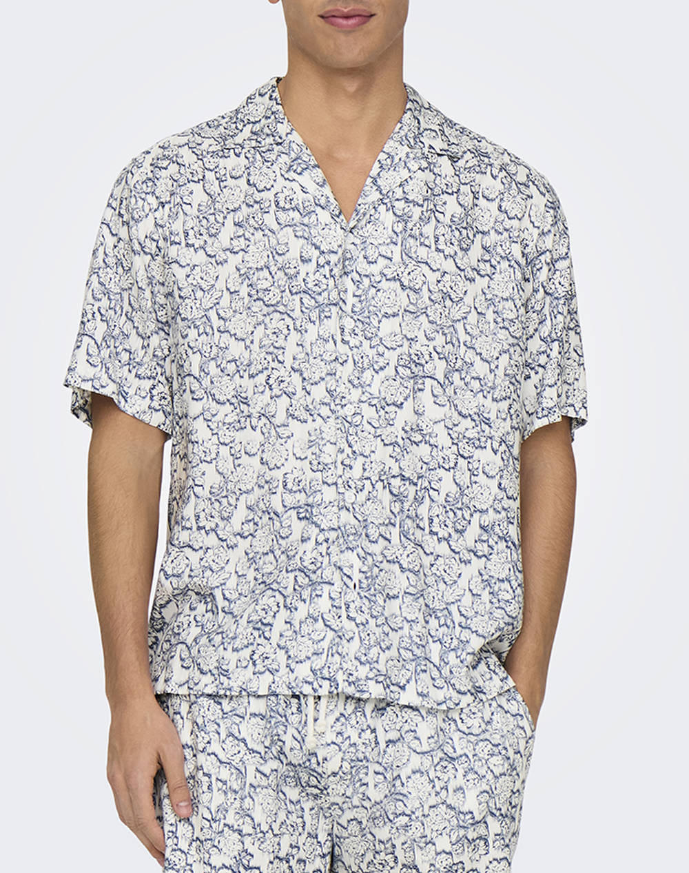 Only&Sons Onsdash Life Reg Aop Ss Resort Shirt Men Clothes Shirts Mixed Viscose 22032733 Cloud Dancervintageindigo Male Shirts