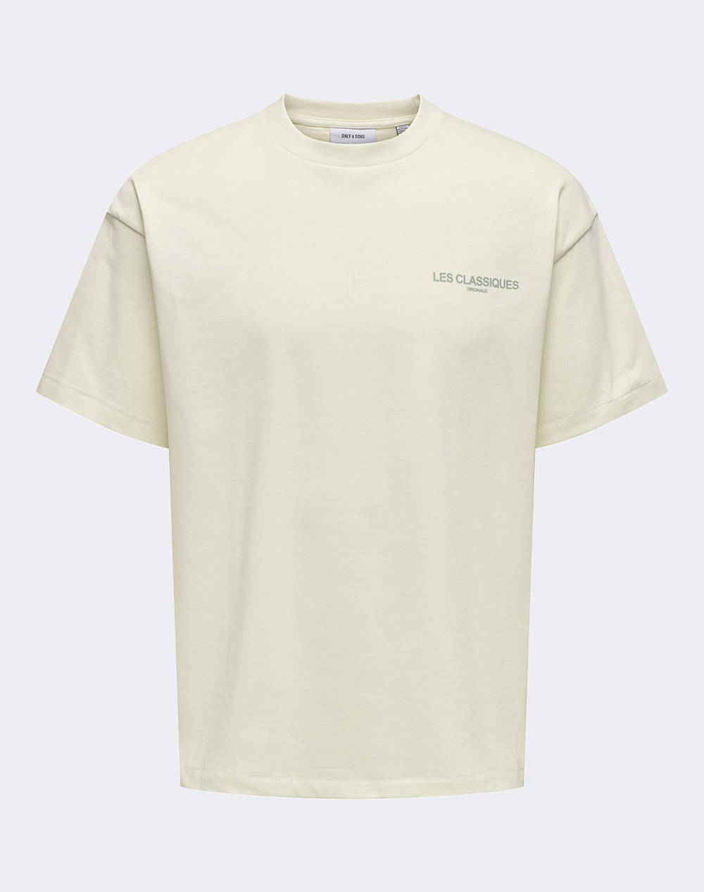 Only&Sons Onsles Classiques Loose Print Ss Tee Men Clothes T Shirts & Sweatshirts T Shirts Ecru Cotton 22033308 Egret Male T-Shirts