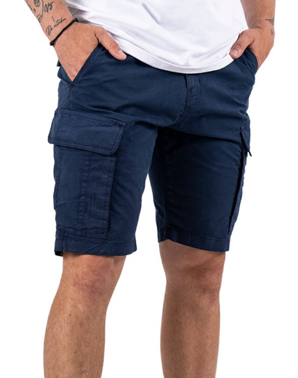 Pre End Allan Shorts Men Clothes Shorts/Bermudas Cargo Darkblue Cotton,Elastic 19 100252 7115 Male Cargo Blue