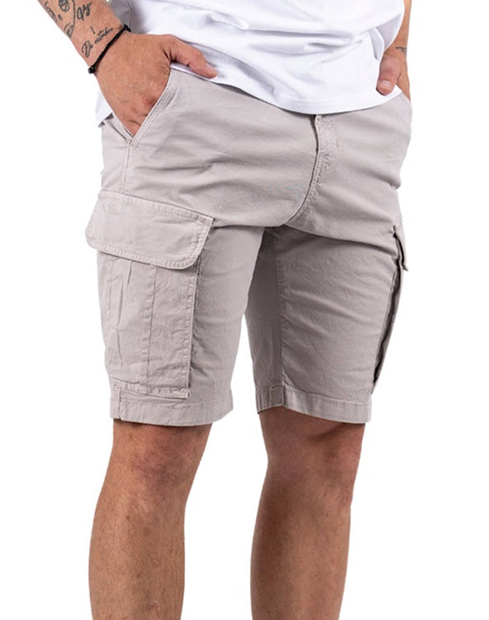 Pre End Allan Shorts Men Clothes Shorts/Bermudas Cargo Lightgray Cotton,Elastic 19 100252 6039 Male Cargo