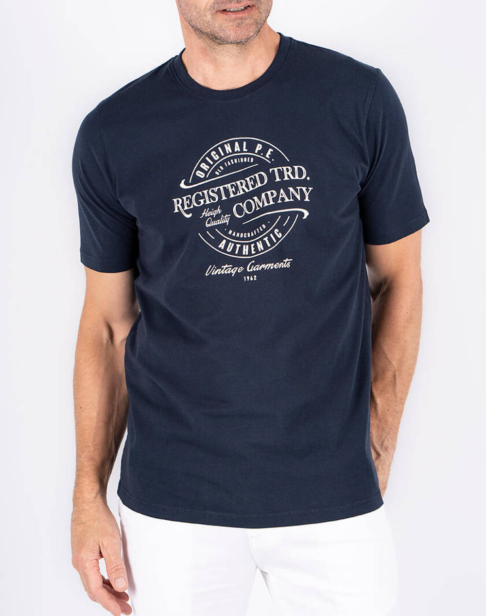 Preend Diablo Men Clothes T Shirts & Sweatshirts T Shirts Navyblue Cotton 28 100314 7050 Male T-Shirts Blue