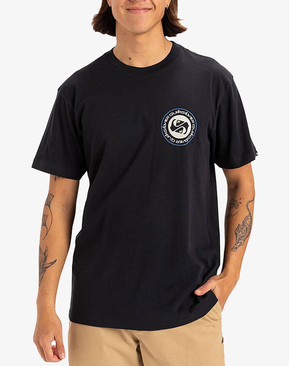 Quiksilver Circle Back Ss T Shirt Men Men Clothes T Shirts & Sweatshirts T Shirts Black Cotton Eqyzt08054 Kvj0 Male T-Shirts Black