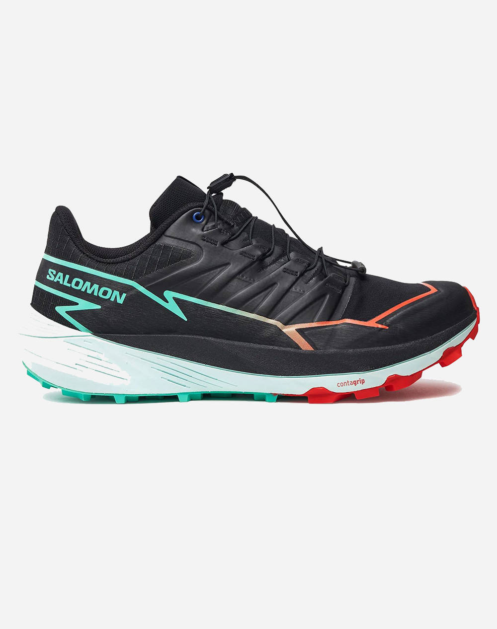 Salomon Trail Running Cross Thundercross Black / Cherry Tomato / Electric Green Men''S Shoes Men Sports Shoes Shoes Black Synthetic,Fabric L475609