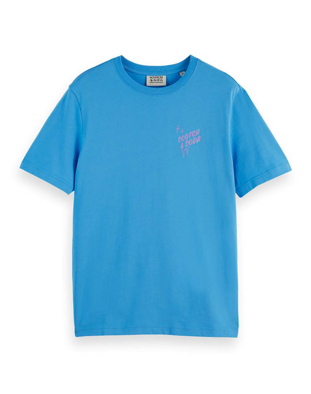 Scotch&Soda Ss T Shirt Men Clothes T Shirts & Sweatshirts T Shirts Blue Cotton 180047 Sc410.3625.03 Male T-Shirts Blue