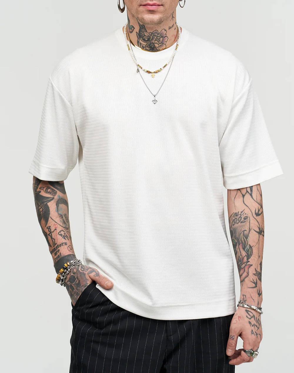 Stefan T Shirt Men Clothes T Shirts & Sweatshirts T Shirts White Elastic,Synthetic 3506 White Male T-Shirts