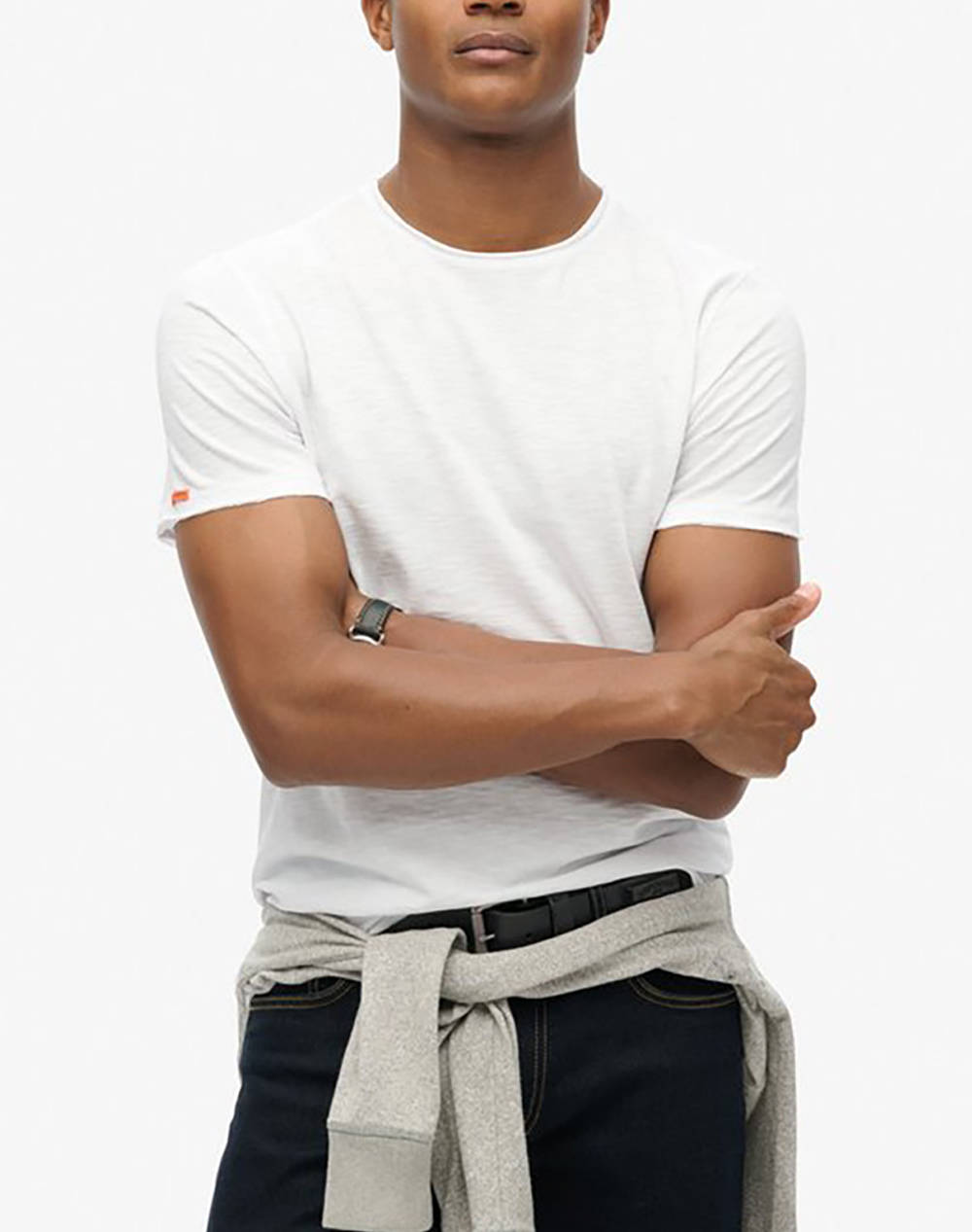 Superdry D3 Stud Raw Edge Slub T Shirt Men Men Clothes T Shirts & Sweatshirts T Shirts White Cotton M1012076A 01C Male T-Shirts