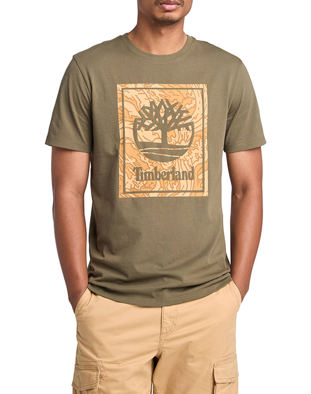 Timberland Camo Short Sleeve Tee Men Clothes T Shirts & Sweatshirts T Shirts Darkolivegreen Cotton Tb0A6Dud A58 Male T-Shirts Green