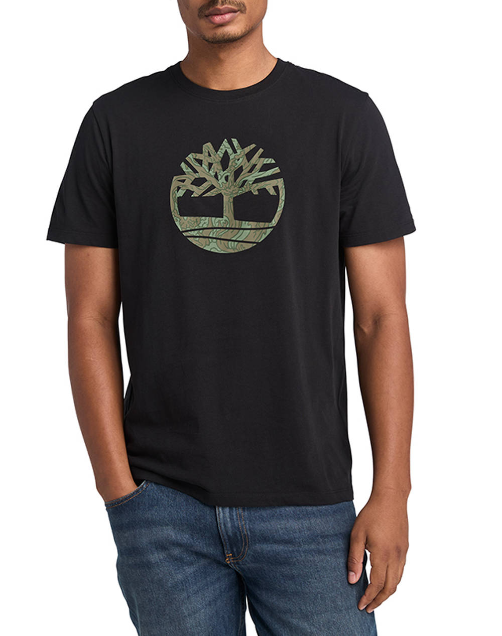 Timberland Camo Tree Logo Short Sleeve Tee Men Clothes T Shirts & Sweatshirts T Shirts Black Cotton Tb0A6Dts 001 Male T-Shirts Black