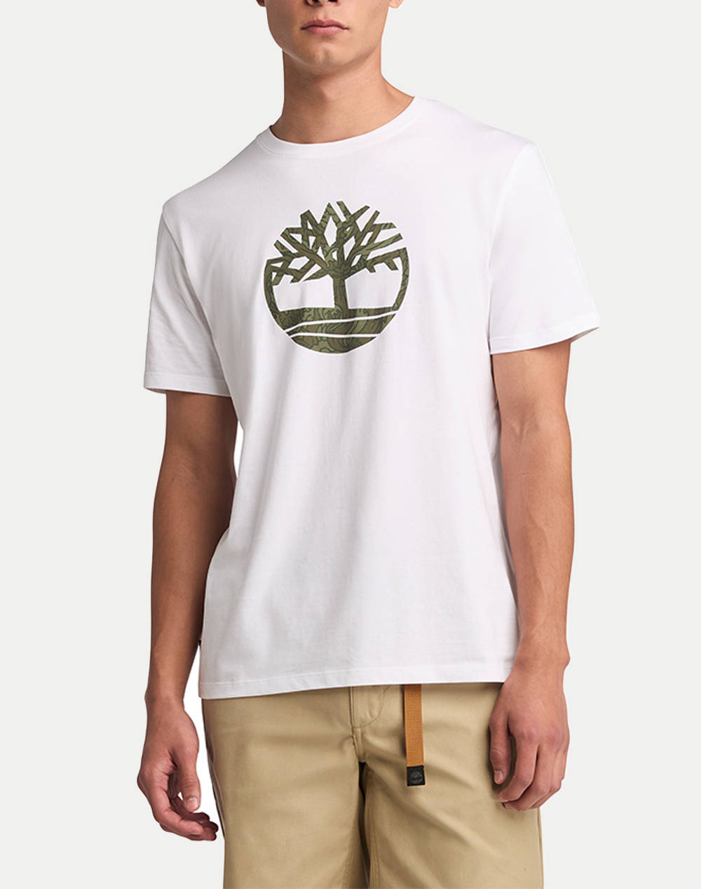 Timberland Camo Tree Logo Short Sleeve Tee Men Clothes T Shirts & Sweatshirts T Shirts White Cotton Tb0A6Dts 100 Male T-Shirts
